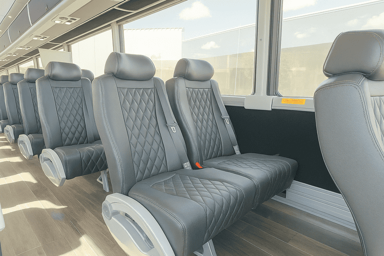 interior of Coach Bus Colorado Springs charter bus