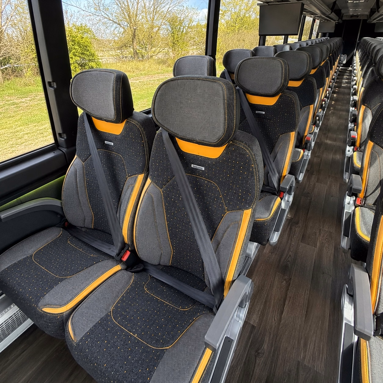 56 passenger charter bus inside